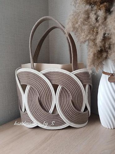 Çantalar: Əl istehsalı kruçu çanta - Material: qalın pambıq iplərdən — 1