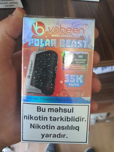 Qəlyan, vayp və aksesuarları: Vabeen Polar Beast elektron siqareti. Ağ şaftalı və moruq dadı ilə