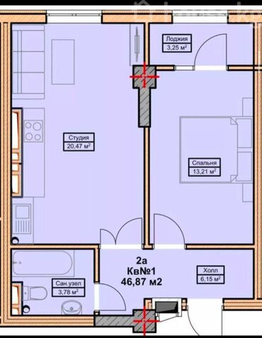 Продажа участков: 1 комната, 46 м², Элитка, 8 этаж, ПСО (под самоотделку)