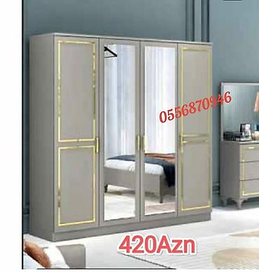 Paltar dolabları, qarderoblar: Yeni, 3 qapılı, Güzgülü, Ağ, Digər material, Açılan, Düz dolab — 10