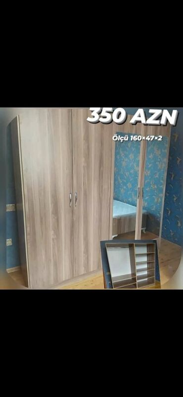 Dolablar: Yeni, Açılan, 4 qapılı Düz dolab, Qarderob, paltar dolabı, Azərbaycan — 3