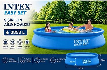 Спорт и отдых: Elektron Nasos Hediyye. Intex 3.05 × 0.76 m şişmə hovuz 🌊 Yay — 1