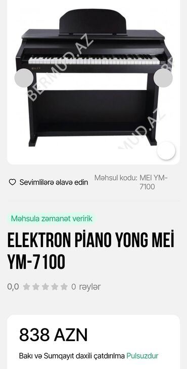 Pianolar: Piano, Yamaha, Rəqəmsal, İşlənmiş, Ünvandan götürmə, Pulsuz çatdırılma, Ödənişli çatdırılma