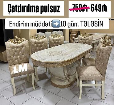 ders stulu: Qonaq otağı üçün, Yeni, Açılmayan, Oval masa, 6 stul — 1
