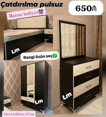 kreditle dolablar: *Yataq dəsti* *Sifarişlə və yeni* Qiymət : *650₼* Dəstə daxildir