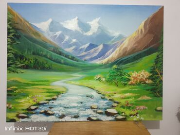 современные художники и их картины: Живописное полотно «Горная долина с ручьем» - Оригинальная картина