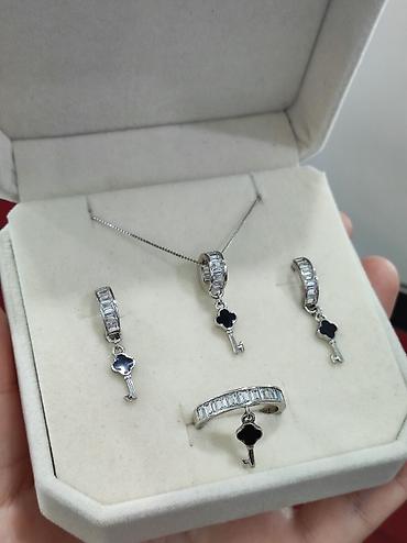 Серебряные наборы украшений: Серебряный Набор+ Цепочка Дизайн под Ванклиф Серебро 925 пробы — 3