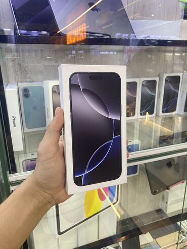 сотка айфон: IPhone 16 Pro Max, Жаңы, 256 ГБ, Black Titanium, Каптама, Кабель, Бөлүп төлөө менен, 100 %
