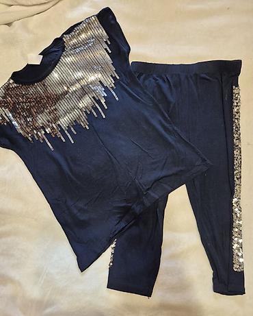 Uşaq dünyası: Qız uşaqları üçün iki hissəli dəst – köynək və leggins - Rəng: tünd — 1