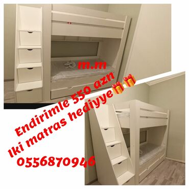 двухъярусная кровать баку: Oğlan və qız üçün, Yeni, Çarpayı, Matras ilə, Siyirməli, Laminat