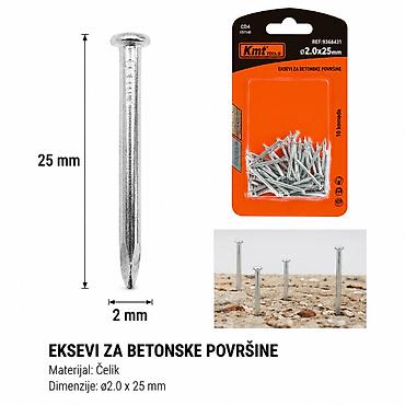 KMT Čelične spajalice 9368431 Čelični ekseri za betonske površine