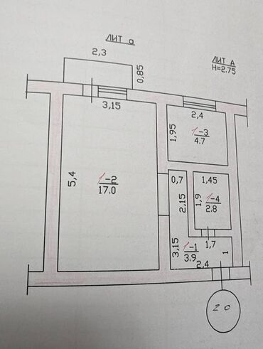 жалабад квартира: 1 комната, 30 м², Сталинка, 3 этаж, Косметический ремонт