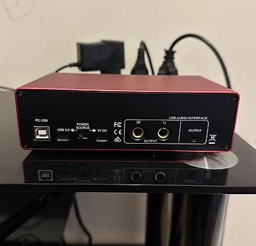 moni̇tor: USB Audio Interface – 2 giriş / 2 çıxış, qırmızı metal korpus — 3