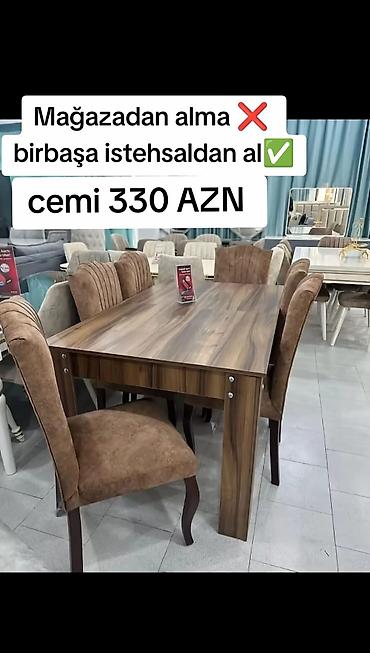 plastik stullar: Qonaq otağı üçün, Yeni, Açılmayan, Dördbucaq masa, 6 stul — 1