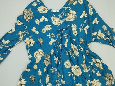 biała sukienki w niebieskie kwiaty: Sukienka, M, stan - Dobry