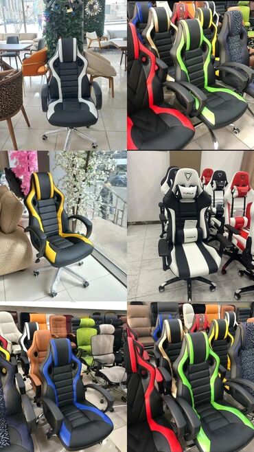 Ofis və oyun kresloları: Yeni, Təkərli, Qolları tənzimlənir, Dəri — 27