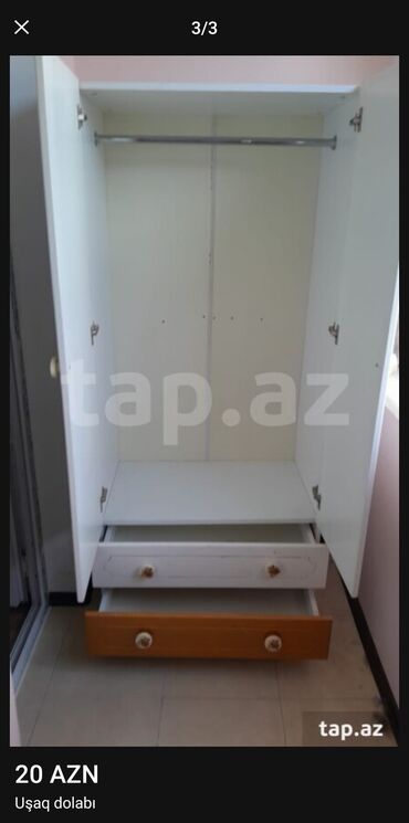 шкаф трехдверный: Oğlan və qız üçün, 2 qapılı, Açılan, Düz dolab