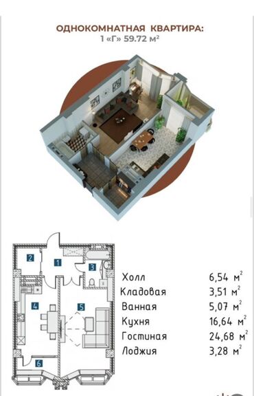 квартира агат: 1 комната, 59 м², Элитка, 8 этаж, ПСО (под самоотделку)