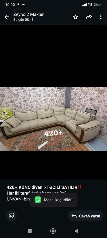 Sifarişlə divanlar: Künc divan, İşlənmiş, Açılan, Bazalı, Çatdırılma yoxdur