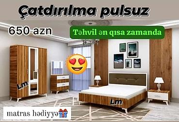 Yataq otağı dəstləri: İkinəfərlik çarpayı, Termo, Dolab, 2 tumba, Yeni — 1