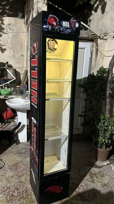 su ucun soyuducu: HELL Energy Drink brendli şüşə vitrin soyuducu. REAL ALICIYA ENDİRİM