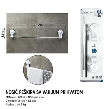 Jednoredni držač za peškire sa jakim vakuumskim čašicama 5200792-A