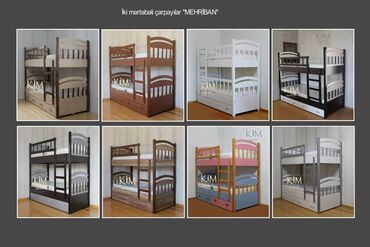 İkimərtəbəli uşaq çarpayıları: Oğlan və qız üçün, Yeni, Çarpayı, Matras ilə, Siyirməli, Taxta — 4