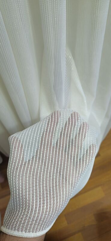 Pərdə və tüllər: Ağ rəngli tül pərdə parçaları - Material: nazik, şəffaf və nəfəsalan — 8
