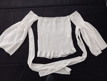 letnje bluze zenske: S (EU 36), M (EU 38), Single-colored, color - White