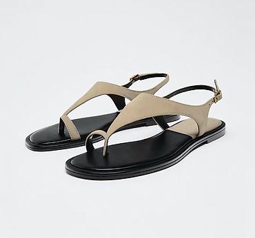 Босоножки, сандалии, шлепанцы: Босоножки, 38, Zara, Б/у, цвет - Бежевый, Самовывоз — 1