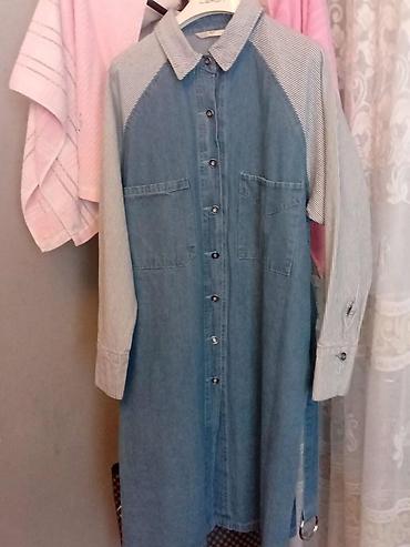 kəsilmiş qol şəkilləri: Denim köynək-don - Model: uzun kəsimli köynək-don - Material: mavi — 2