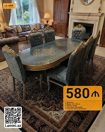 Məhsul: Masa dəsti • Masa ölçüsü: 100 × 200 sm • Stul sayı: 6 ədəd lalafo.az -da Məhsul: Masa dəsti • Masa ölçüsü: 100 × 200 sm • Stul sayı: 6 ədəd