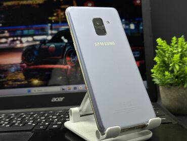 телефон самсуг: Samsung Galaxy A8 2018, Б/у, 32 ГБ, цвет - Серый, 2 SIM