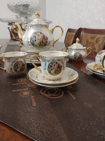 çay desti: Çay dəsti, rəng - Ağ, Farfor, 6 nəfərlik