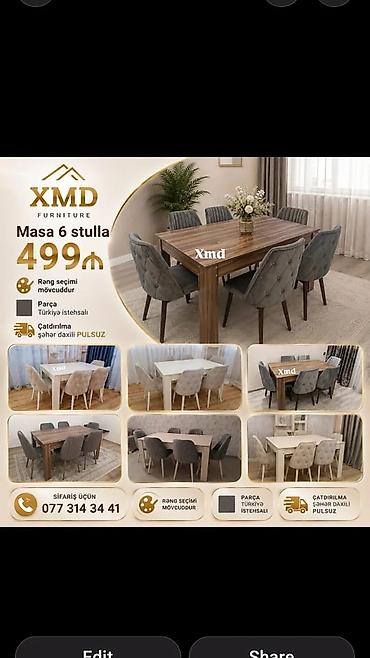 XMD Furniture – Masa və 6 stul dəsti - Komplekt: düzbucaqlı yemək lalafo.az -da XMD Furniture – Masa və 6 stul dəsti - Komplekt: düzbucaqlı yemək