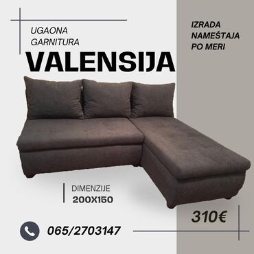 regali za deciju sobu: Ugaona garnitura "Valensija" Krajnjih dimenzija 200x150 Dvosed se