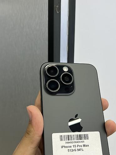 iphone 14 pro max: IPhone 15 Pro Max, Б/у, 512 ГБ, Black Titanium, Защитное стекло, Чехол, В рассрочку, 94 % — 3