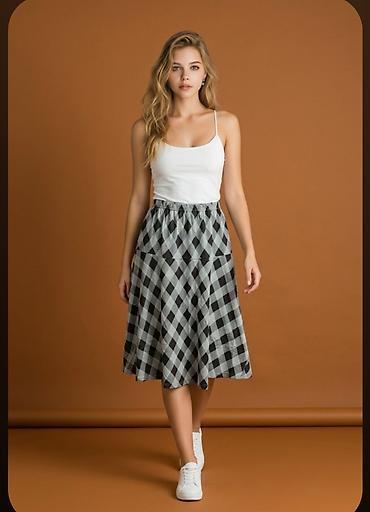 Suknje: Ženska midi suknja sa A-krojem i elastičnim pojasom - Dužina: midi — 6