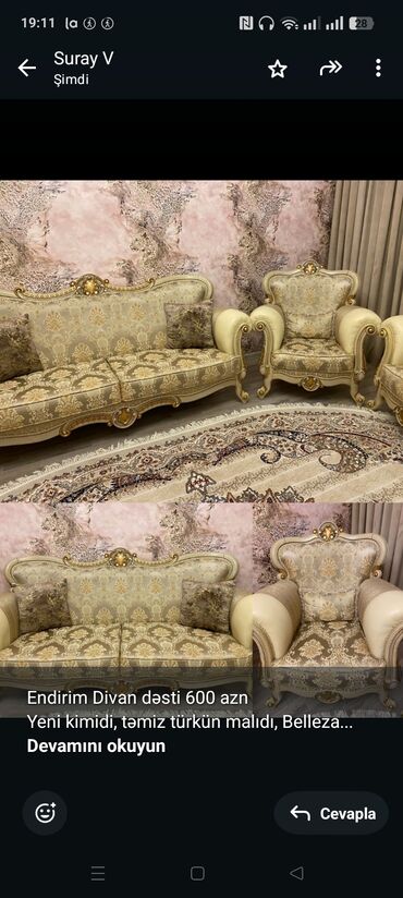 Restoran mebeli: Endirim Divan dəsti 600 azn Yeni kimidi, təmiz türkün malıdı, Belleza
