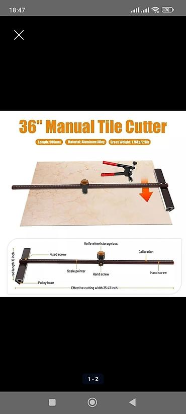 paxlava kesen: 36" əl daş kəsici (Manual Tile Cutter) - Uzunluq: 900 mm (effektiv — 1