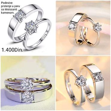 aliexpress prstenje: Posrebrene podesivi prstenje u paru sa moissanit kamenom od hirurskog — 4
