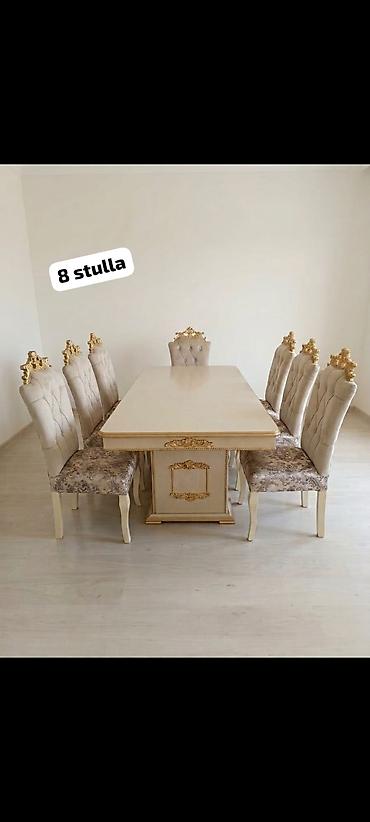 Qonaq otağı üçün, İşlənmiş, Dördbucaq masa, 8 stul