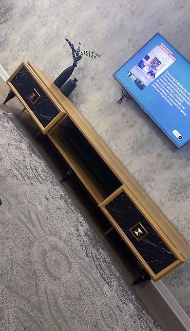carpayi taxt: TV altlığı / media konsol - Material: Taxta karkas, qara mərmər — 1