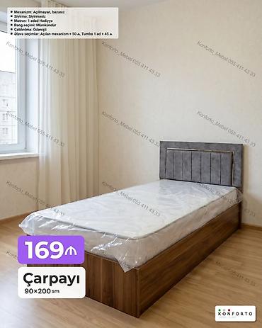 Tək nəfərlik çarpayı – 90×200 sm - Mexanizm: açılmayan, bazasız -