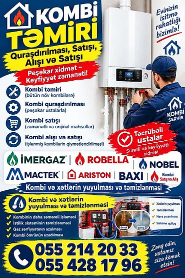 Kombi təmiri: Kombi ustasi remont radiyatorlarin yuyulmasi .Baki Sumqayit xirdalan — 8