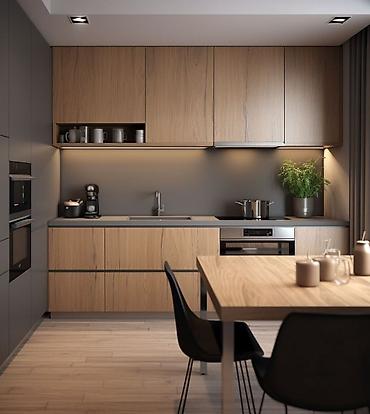 Кухонные гарнитуры: Кухонный гарнитур, цвет - Серый, МДФ — 14