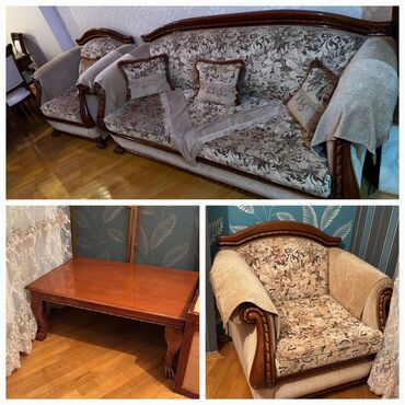 диван и 2 кресла мягкая мебель: İşlənmiş, Divan, Jurnal masası, 2 kreslo
