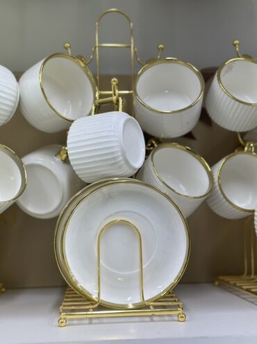 купить стаканы для кофе оптом: Набор чайных/кофейных чашек с блюдцами и подставкой. - Материал