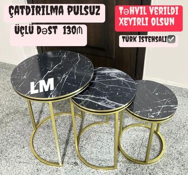 Divan və kreslo dəstləri: Jurnal masası, Yeni, Açılmayan, Mərmər, Yumru masa
