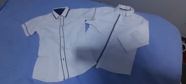 рубашки на мальчика: Детский топ, рубашка, цвет - Белый, Б/у